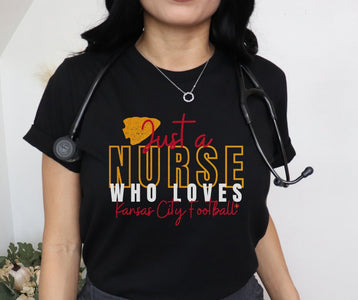 Just A Nurse Who Loves Kansas City Football Black Tee - Tees - The Red Rival