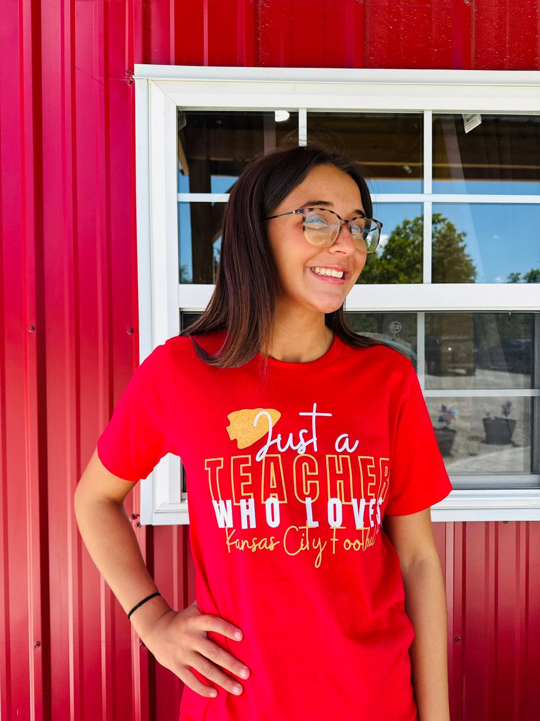 Just A Teacher Who Loves Kansas City Football Red Tee - Tees - The Red Rival