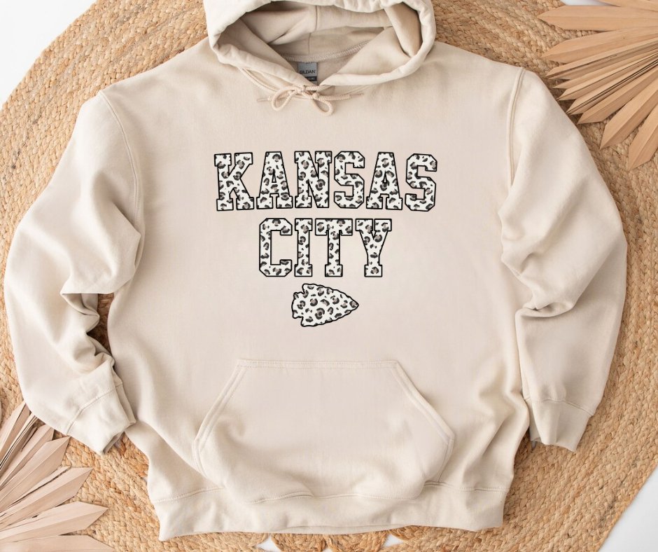 Kansas City Arrowhead Brown Leopard Sand Hoodie - Graphic tee - The Red Rival