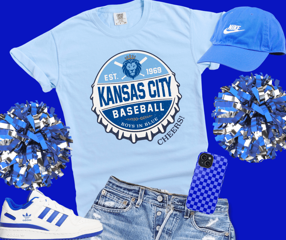 Kansas City Baseball Bottle Cap - LIGHT BLUE TEE - Tees - The Red Rival