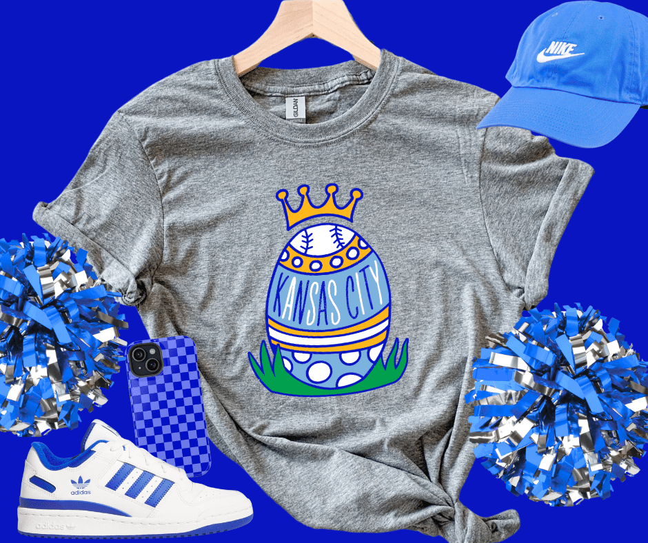 Kansas City Baseball Easter Egg Graphite Heather Grey Tee - Tees - The Red Rival