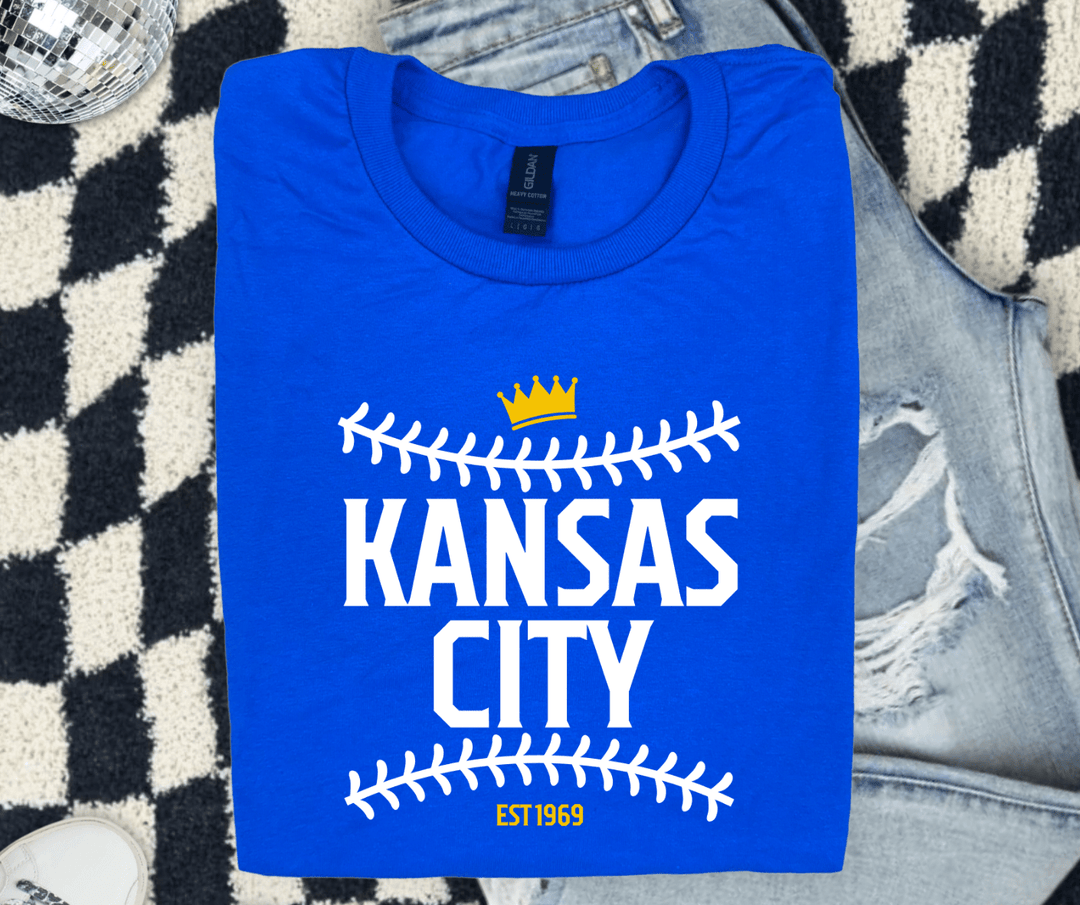 Kansas City Baseball Laces Blue Tee - Tees - The Red Rival