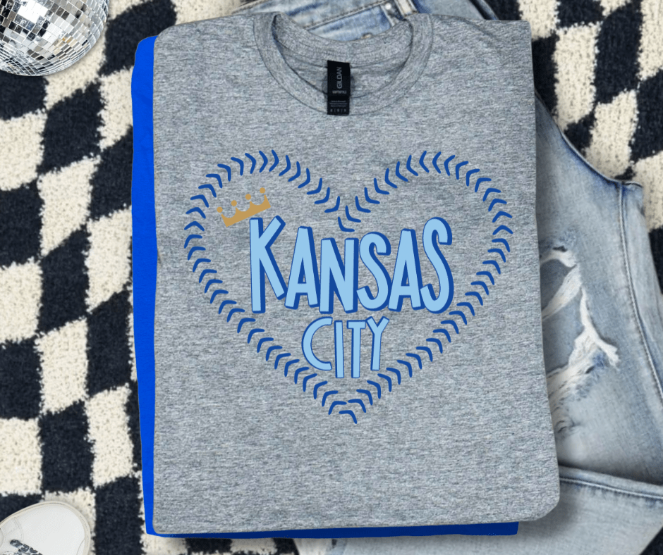Kansas City Baseball Laces Hart Heather Grey Tee - Tees - The Red Rival
