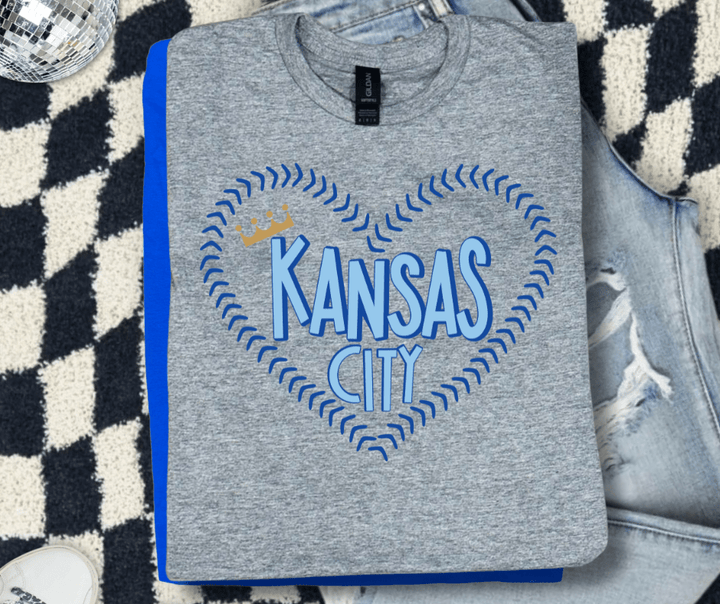 Kansas City Baseball Laces Hart Heather Grey Tee - Tees - The Red Rival