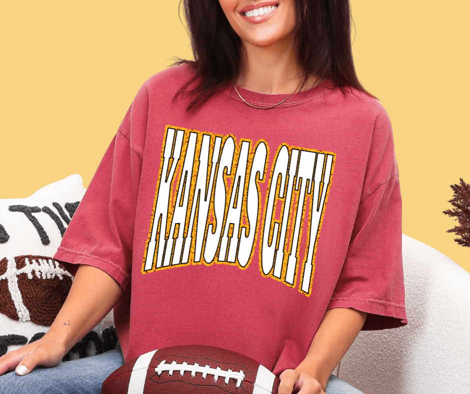 Kansas City Block Letters on Crimson Tee - Wholesale - The Red Rival