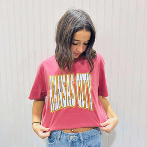 Kansas City Block Letters on Crimson Tee - Wholesale - The Red Rival