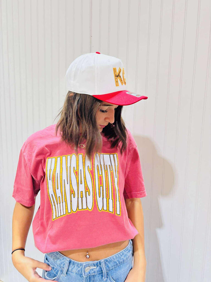 Kansas City Block Letters on Crimson Tee - Wholesale - The Red Rival