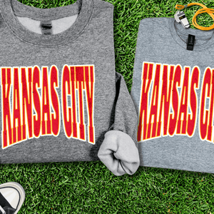 Kansas City Block Letters on Heather Grey Tee or Sweatshirt - Wholesale - The Red Rival