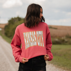 Kansas City Block Letters on Heather Red Sweatshirt - Tees & Sweatshirts - The Red Rival