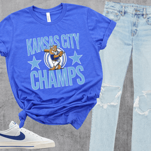Kansas City Champs Baseball 2 Stars Heather Blue Tee - Tees - The Red Rival