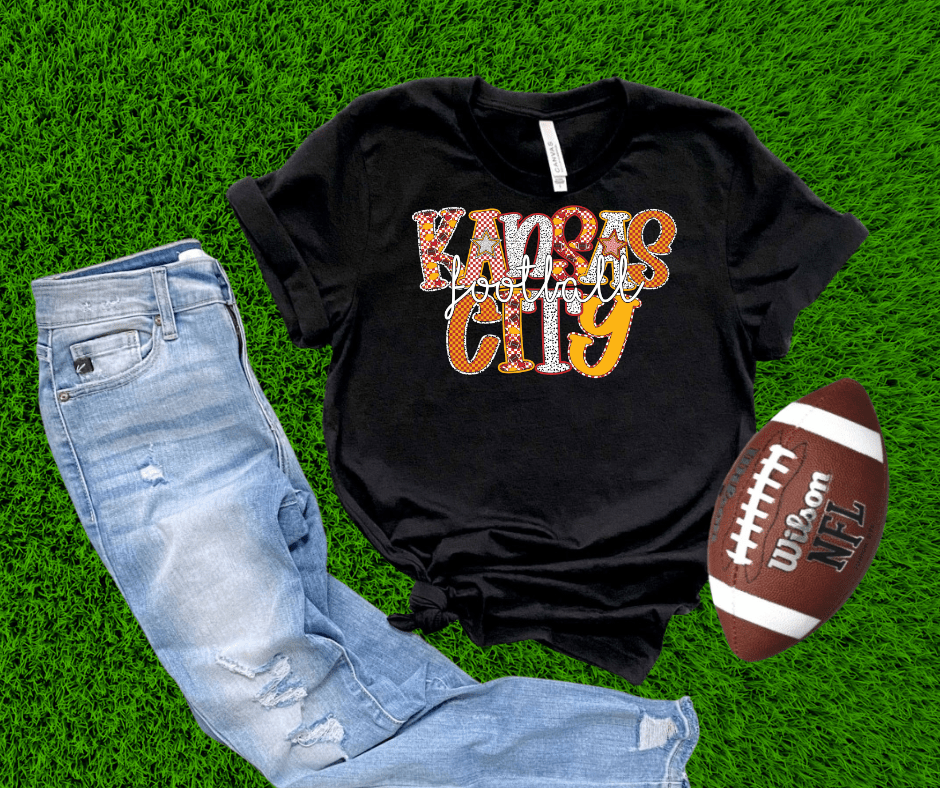 Kansas City Football Patchwork letters - Tees - The Red Rival