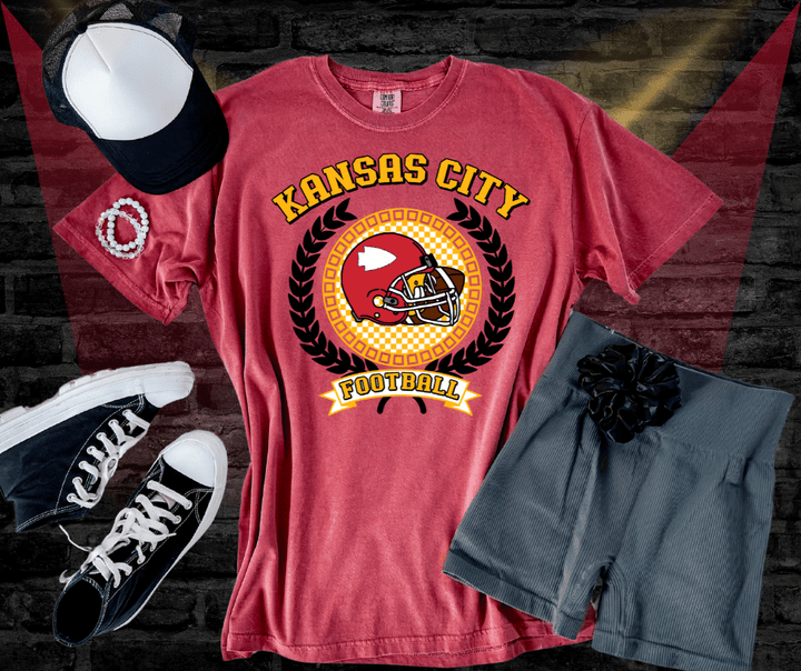 Kansas City Football Wreath wl/ Helmet - Tees - The Red Rival
