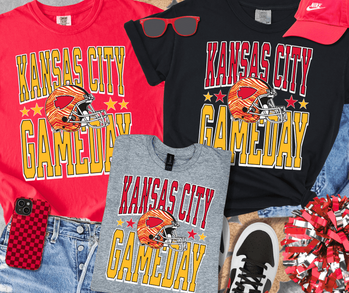 Kansas City Gameday Zebra Helmet (Pick Your Tee Color) - Tees - The Red Rival