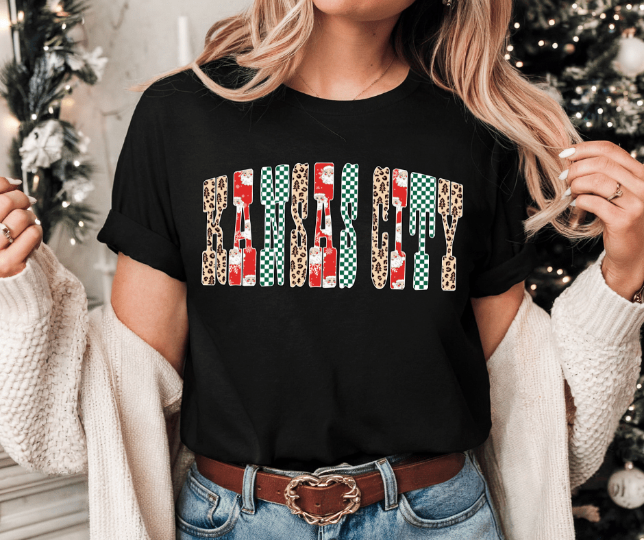 Kansas City Leopard, Checkered, Santa Letters Tee or Sweatshirt - Graphic Tee - The Red Rival