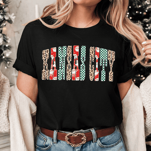 Kansas City Leopard, Checkered, Santa Letters Tee or Sweatshirt - Graphic Tee - The Red Rival