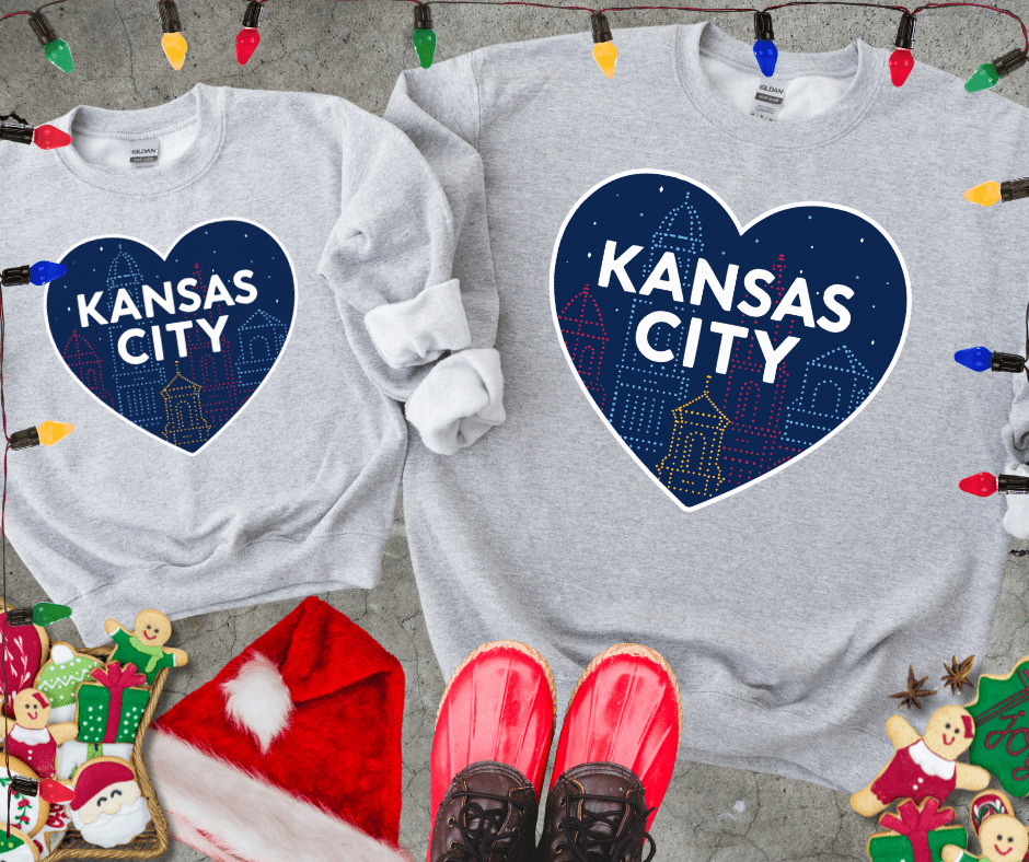 Kansas City Lights Heart Sport Grey Tee or Sweatshirt (Pick your style) - Tees - The Red Rival