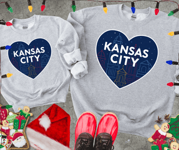 Kansas City Lights Heart Sport Grey Tee or Sweatshirt (Pick your style) - Tees - The Red Rival