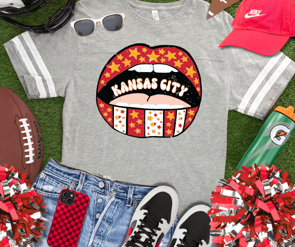 Kansas City Open Mouth on Grey Jersey Tee - Tees - The Red Rival