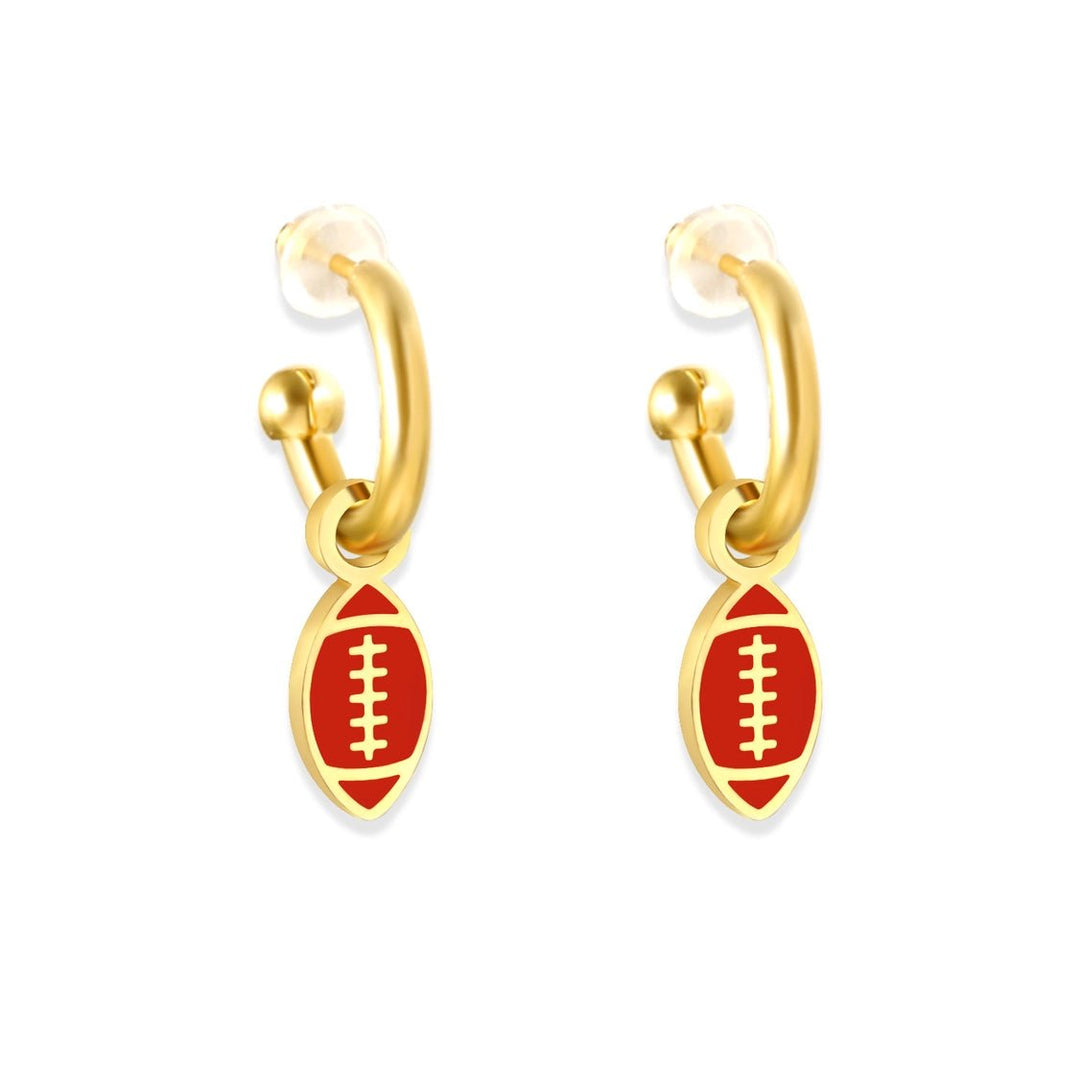 Kansas City Red & Gold Football Charm Hoop Earrings - Apparel & Accessories - The Red Rival
