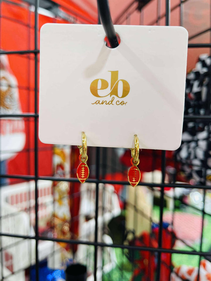 Kansas City Red & Gold Football Charm Hoop Earrings - Apparel & Accessories - The Red Rival