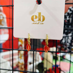 Kansas City Red & Gold Football Charm Hoop Earrings - Apparel & Accessories - The Red Rival