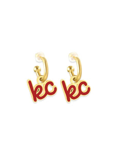 Kansas City Red Script Kc Charm Huggie Hoop Earrings - Apparel & Accessories - The Red Rival