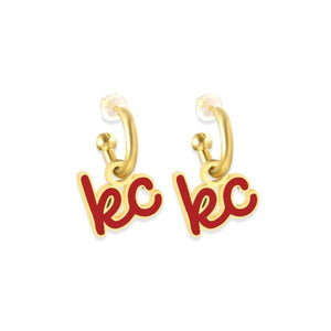 Kansas City Red Script Kc Charm Huggie Hoop Earrings - Apparel & Accessories - The Red Rival
