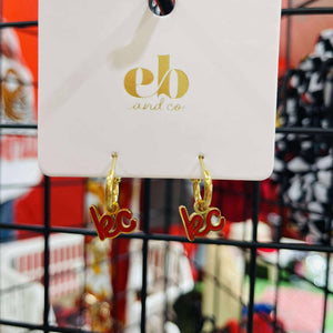 Kansas City Red Script Kc Charm Huggie Hoop Earrings - Apparel & Accessories - The Red Rival