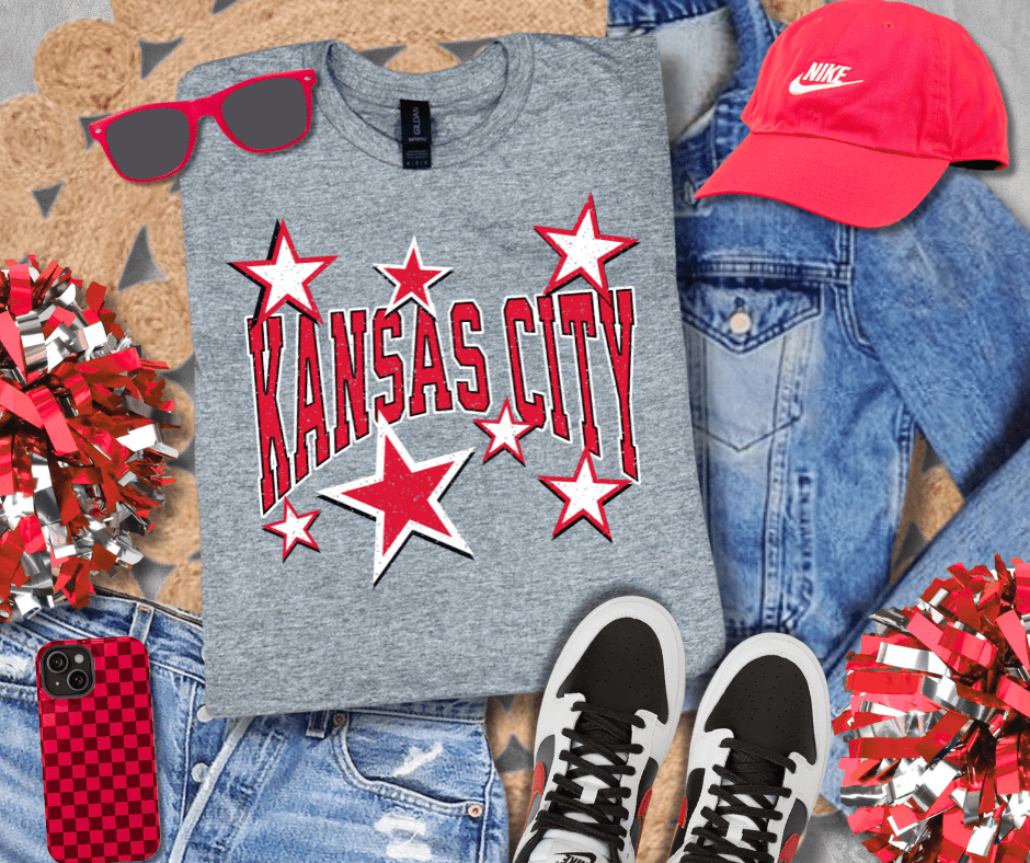 Kansas City Scattered Stars White/Red - Tees - The Red Rival