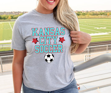 Kansas City Soccer Ball Grey Tee - Graphic Tee - The Red Rival