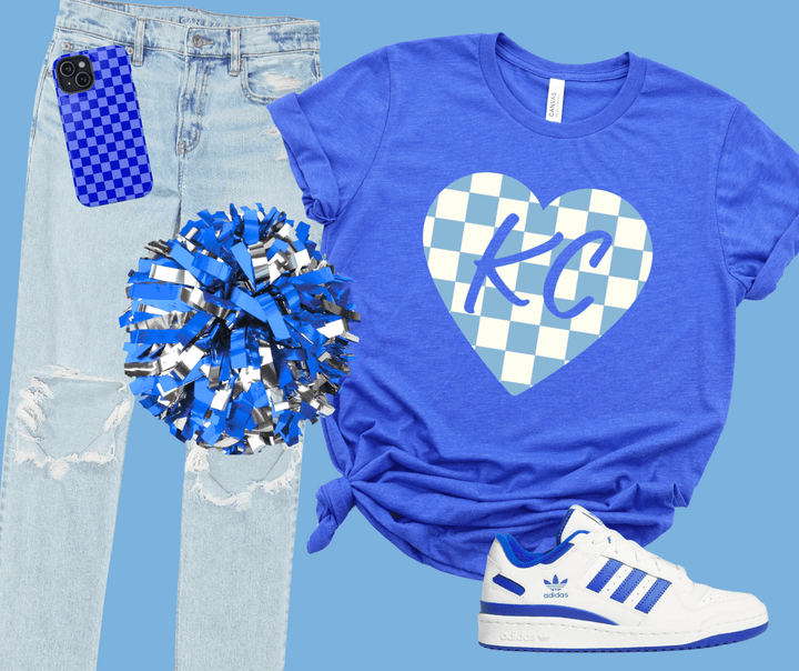 KC Baseball Checkered Heart (Choose your Style) - Tees - The Red Rival