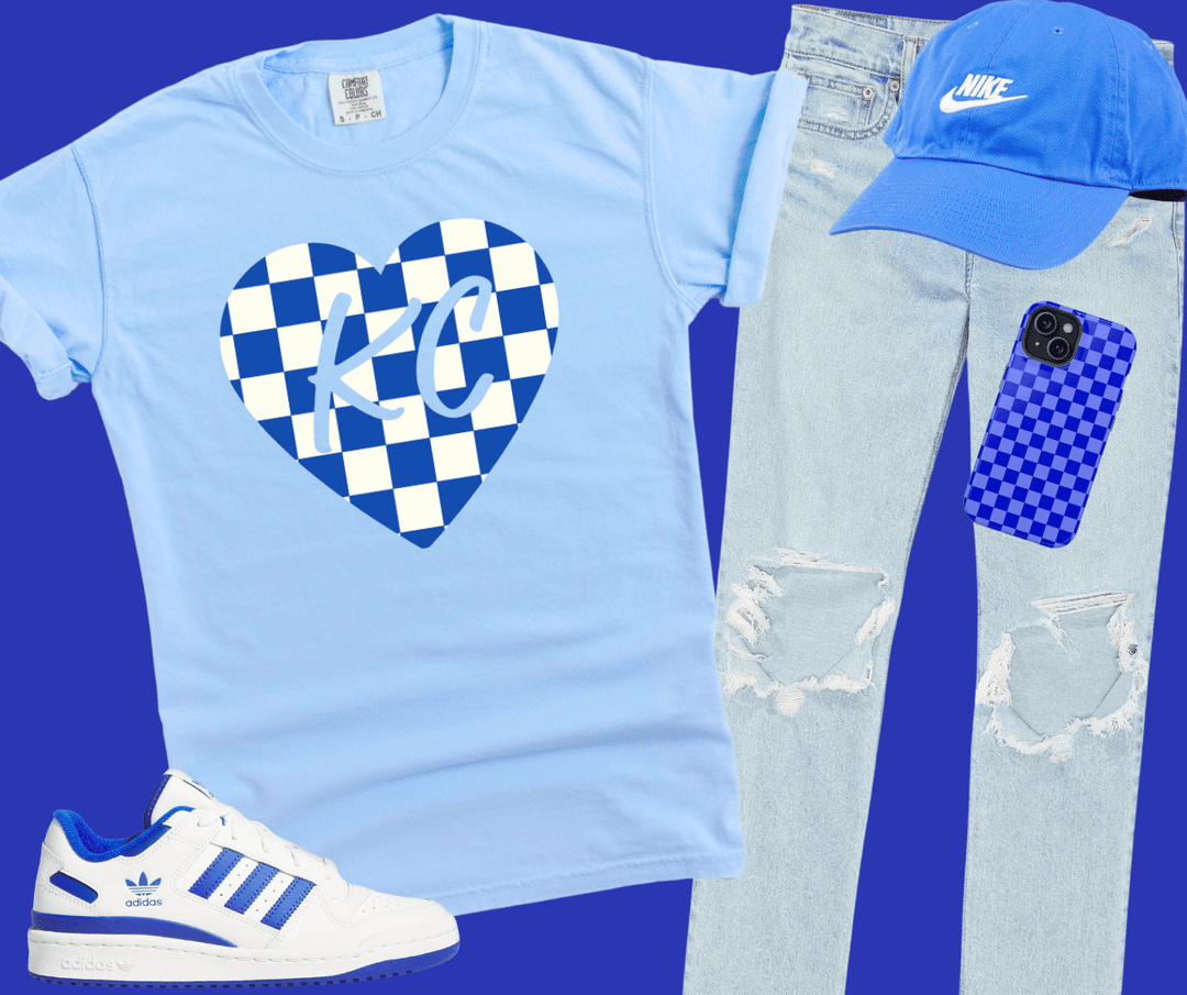KC Baseball Checkered Heart (Choose your Style) - Tees - The Red Rival