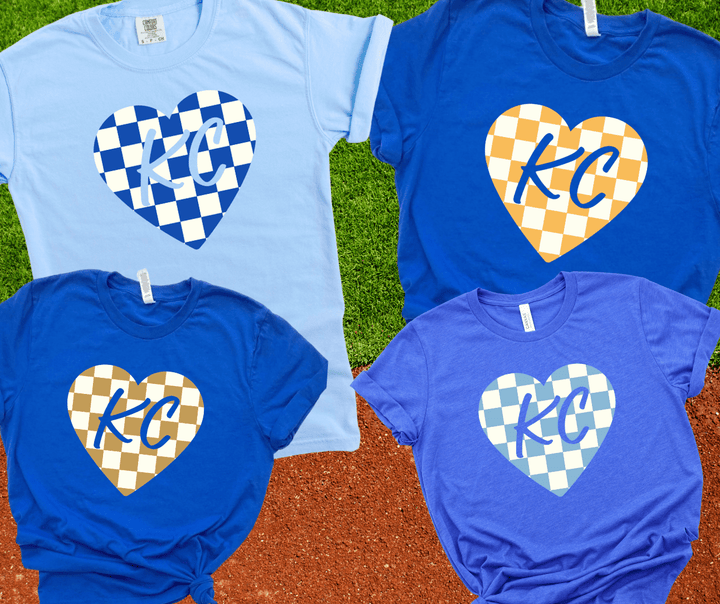 KC Baseball Checkered Heart (Choose your Style) - Tees - The Red Rival