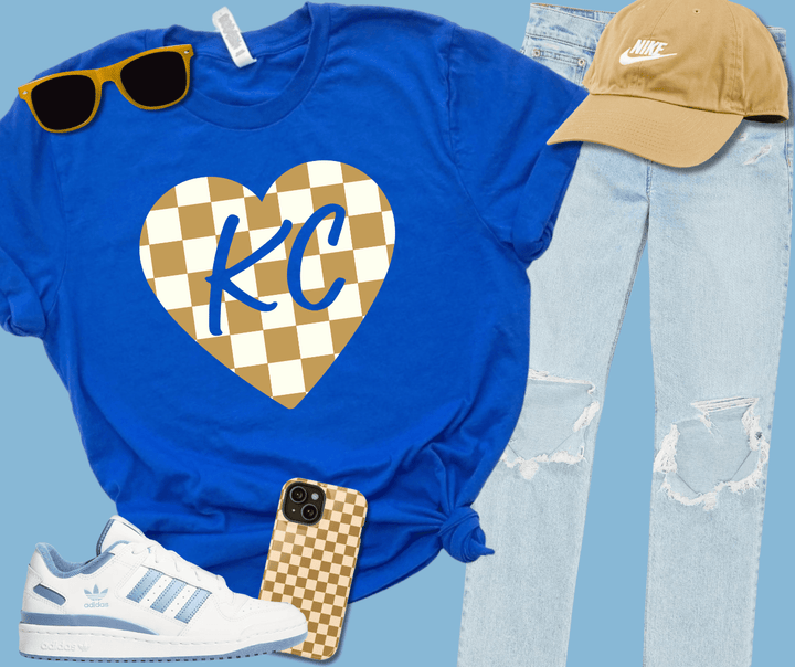 KC Baseball Checkered Heart (Choose your Style) - Tees - The Red Rival
