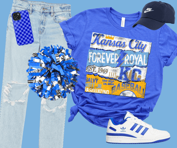 KC Baseball Poster Heather Royal Blue Tee - Tees - The Red Rival