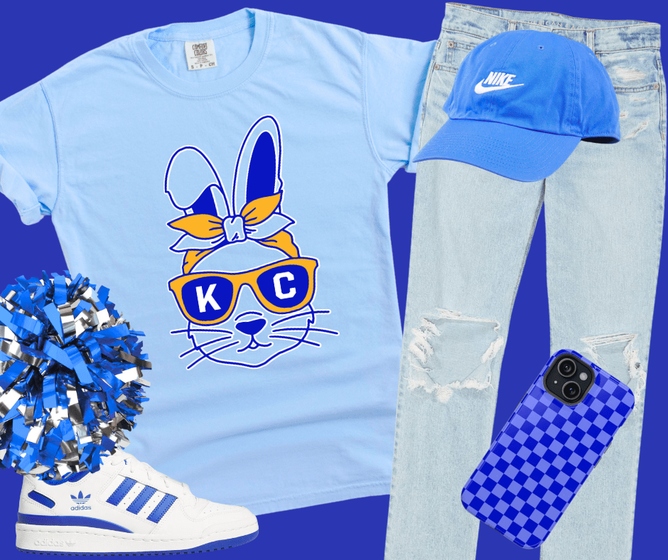 KC Easter Bunny Light Blue Tee - Tees - The Red Rival