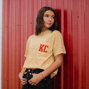 KC Football Yellow Pocket Tee - Wholesale - The Red Rival