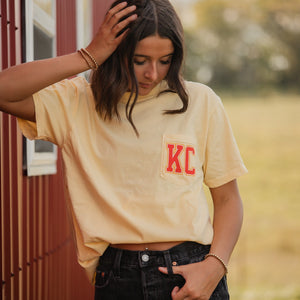 KC Football Yellow Pocket Tee - Wholesale - The Red Rival
