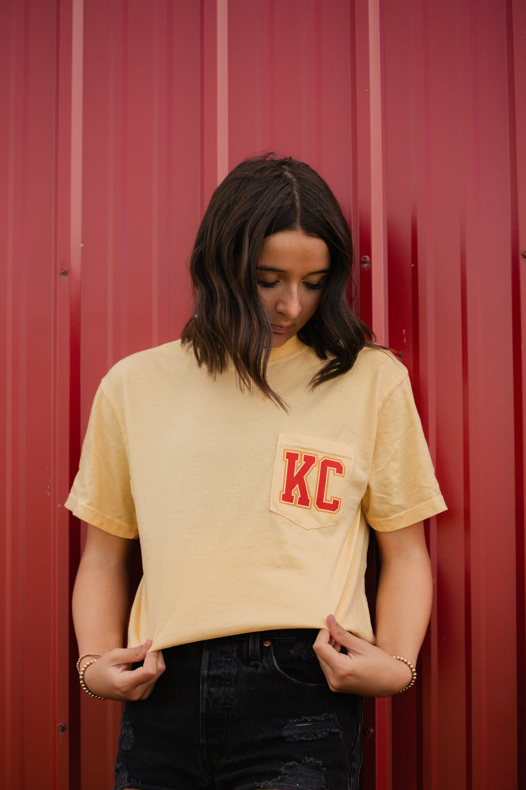 KC Football Yellow Pocket Tee - Wholesale - The Red Rival