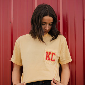KC Football Yellow Pocket Tee - Wholesale - The Red Rival