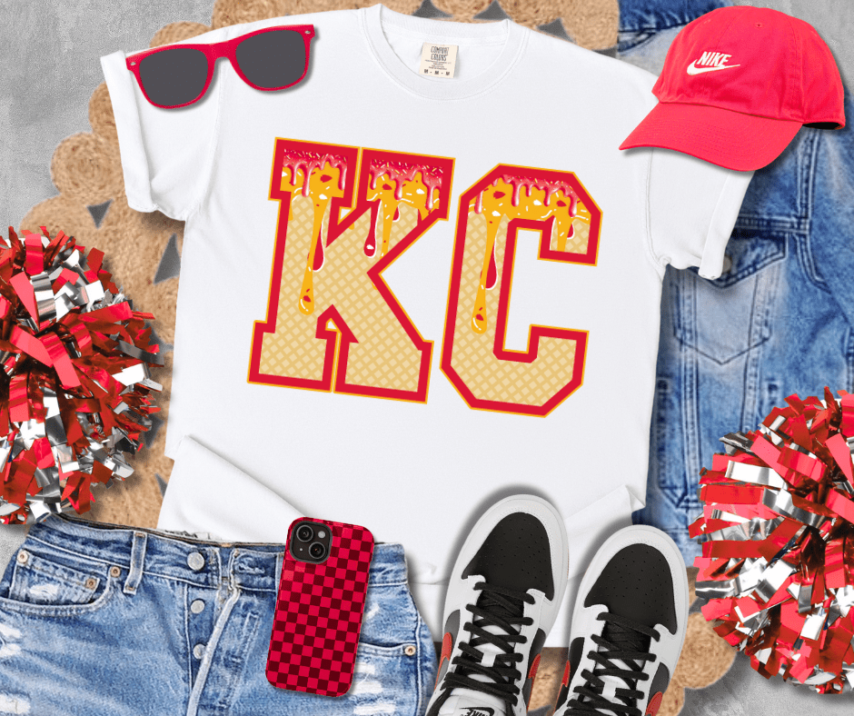 KC Ice Cream Cone Drip Letters White Tee - Tees - The Red Rival