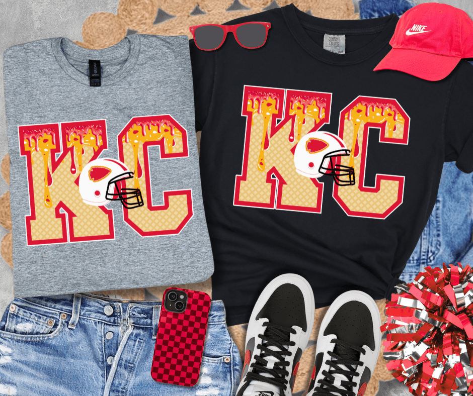 KC Ice Cream Cone Drip Letters WITH HELMET (Pick Your Tee Color) - Tees - The Red Rival