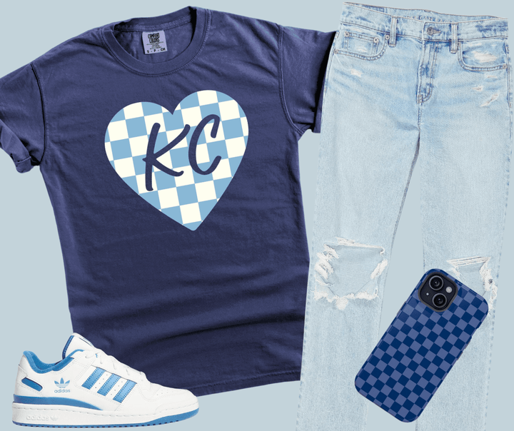 KC Men's Soccer Checkered Heart (Choose your Style) - Tees - The Red Rival