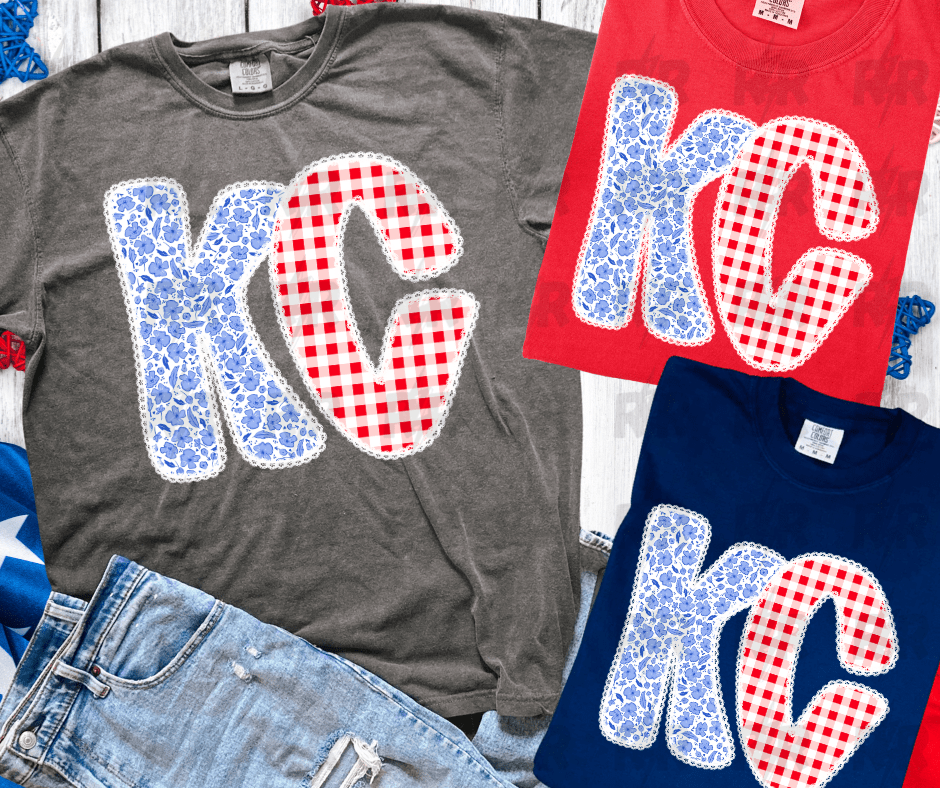 KC Patriotic Coquette Letters (Pick Your Tee Color) - Graphic Tee - The Red Rival