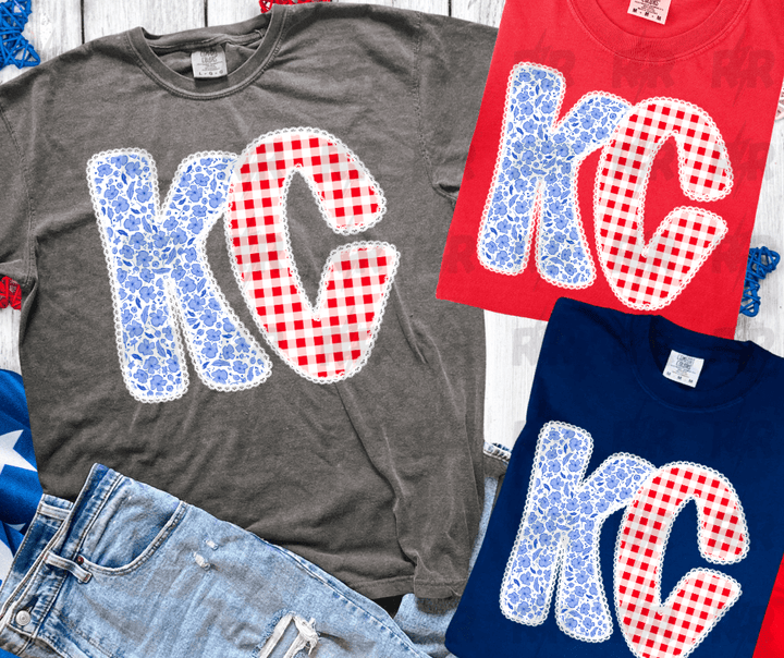 KC Patriotic Coquette Letters (Pick Your Tee Color) - Graphic Tee - The Red Rival