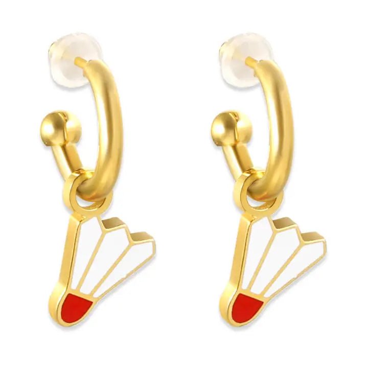 KC Shuttlecock Charm Hoop Earrings - Apparel & Accessories - The Red Rival