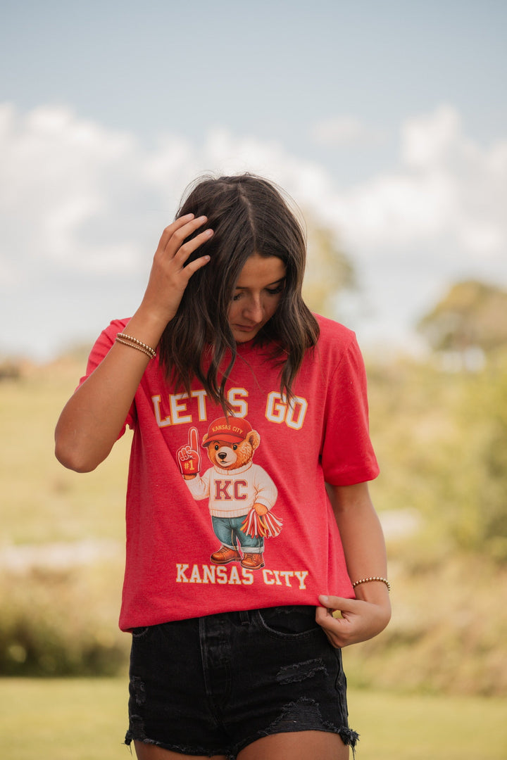 KC Vintage Bear Fan - Let's Go Kansas City - Heather Red Tee - Tees & Sweatshirts - The Red Rival