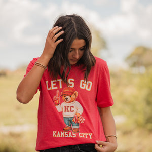 KC Vintage Bear Fan - Let's Go Kansas City - Heather Red Tee - Tees & Sweatshirts - The Red Rival
