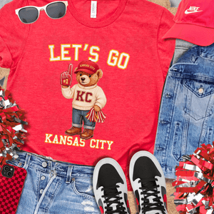 KC Vintage Bear Fan - Let's Go Kansas City - Heather Red Tee - Tees & Sweatshirts - The Red Rival