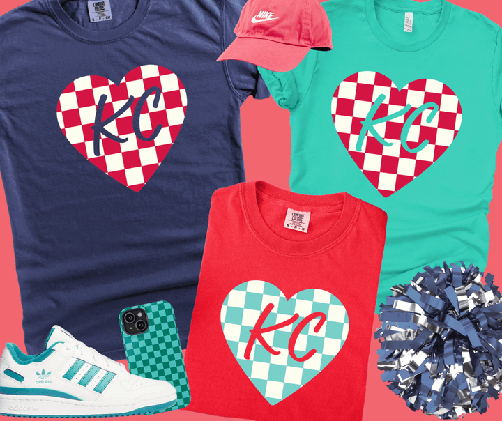 KC Women's Soccer Checkered Heart (Choose your Style) - Tees - The Red Rival